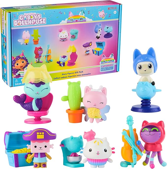 Gabby’s Dollhouse, 12-Piece Story Figures Gift Pack, with 6 Toy Figures & 6 Dollhouse Accessories Set, Kids Toys for Girls & Boys Ages 3+