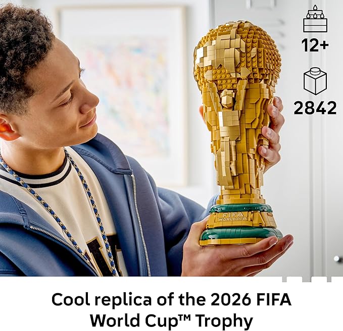 LEGO Editions FIFA World Cup Official Trophy Building Set - Kit for Display in Bedroom, Home Office, Book Shelf - Soccer Fans Collectible - with World Cup 2026 Minifigure - Gift for Fans - 43020