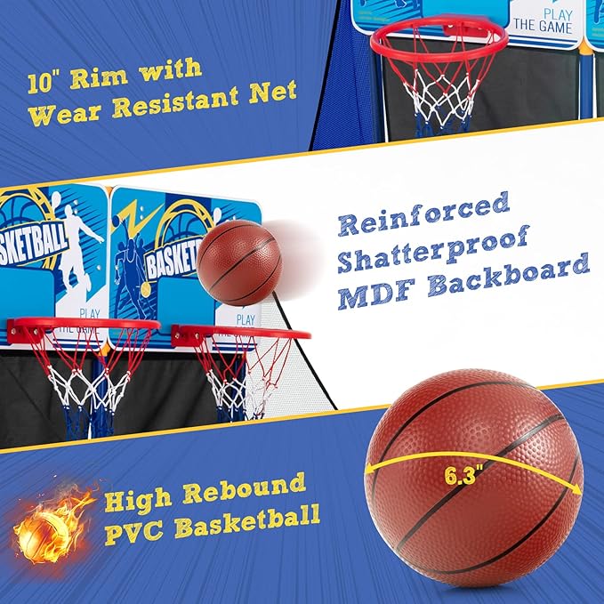 Giantex Arcade Basketball Hoop for Kids - Indoor Outdoor 2 Player Dual Shot Basketball Arcade Game with 4 Balls and Ball Pump, Great Gift for Boys and Girls Ages 3+