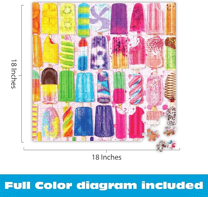 Buffalo Games - Frosty Treats - Lars Stewart - 300 Piece Large Jigsaw Puzzle for Adults - Playful Summer Ice Cream Art - Finished Size is 21.25 x 15.00, Oversized Pieces