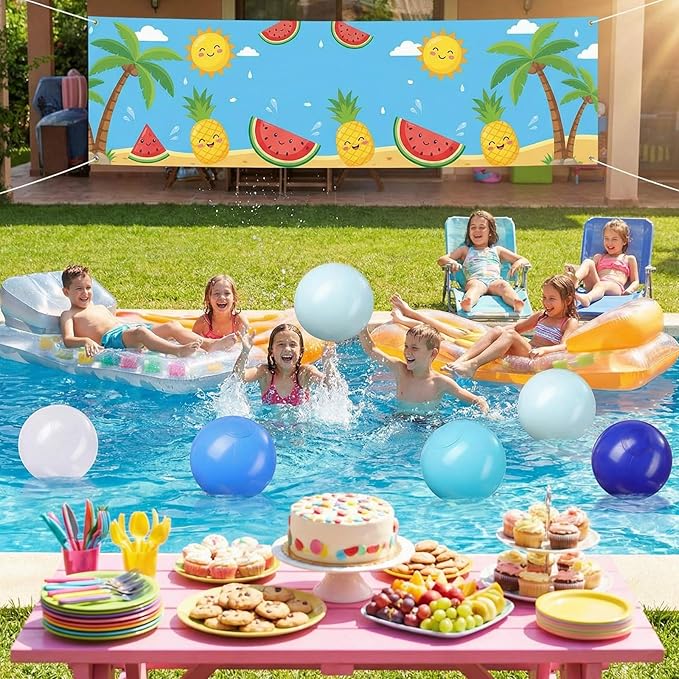 Realspring 24 Pcs Inflatable Beach Balls for Kids Bulk Pastel Solid Color Jumbo Beach Ball Swim Pool Floating Toys Baby Shower Birthday Summer Party Decor(Blue and White,18 Inch)