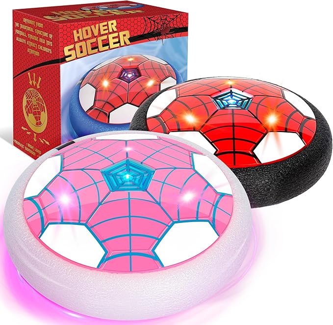 Hover Soccer Ball, 2 Pack - Indoor Soccer Toys for Kids, Cool Sports Games for Boys and Girls, Birthday Gifts（Red and Pink）