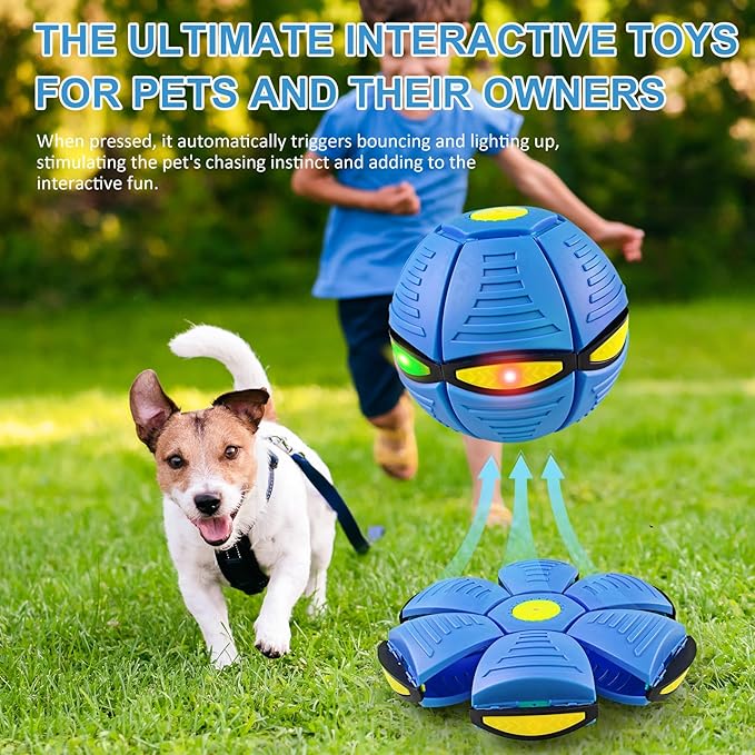 Magic Bouncing Ball Pop Up Balls – Light Up Magic Meta Ball Toy with 6 Light – Dual-Form Bouncy Balls Indoor Outdoor Play – Transforming Toy for Parent-Child Interaction (Blue)