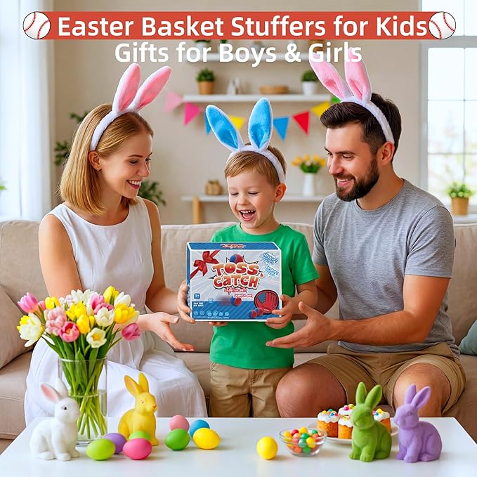 Toss and Catch Ball Game, Kids Toddler Baseball Glove & Catch Ball Toys, Kids Outdoor Games for Family, Toys for Beach Yard Outside, Birthday Easter Gift for Ages 3 4 5 6 7 8-12 Year Old Boys Girls