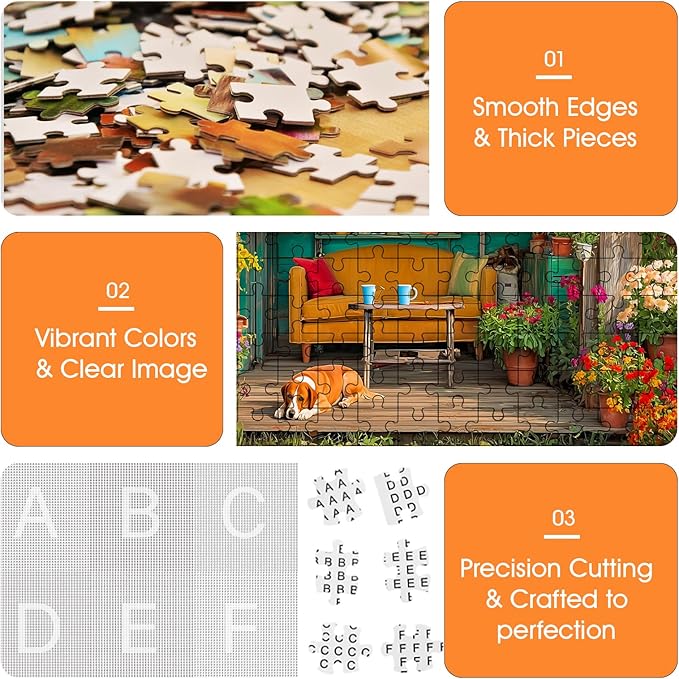 500 Piece Puzzle for Adults – Garden Dog Jigsaw Puzzle 500 Pieces for Adults – Interlock Perfectly Letter on Back No Dust, Home Decor Birthday Party Gift Toy for Men Women Elders Seniors