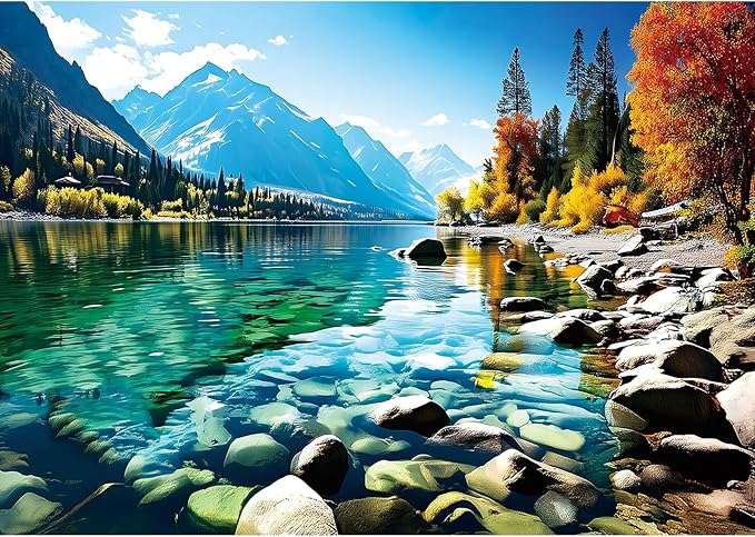 Blueforest 300 Piece Jigsaw Puzzle for Adults - Vibrant Mountain Landscape, Fun & Relaxing Puzzles for Stress Relief, 17x11 Inch