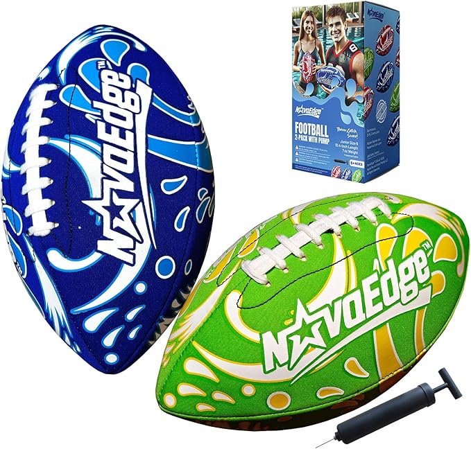 Hydro Water Football - 10.4-Inch Neoprene Pool Football for All Ages | for Water Play in Pool, Lake & Beach | Secure-Grip with Real Laces | Includes Pump | Choose 1 or 2 Ball Pack