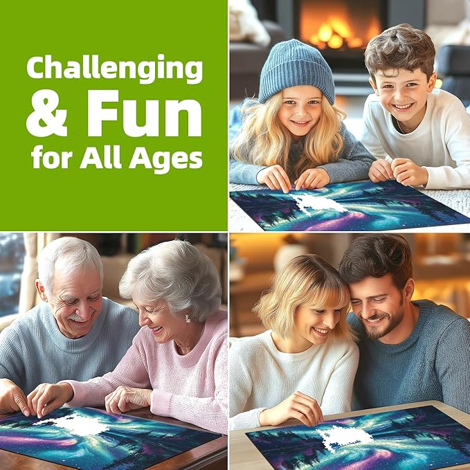 Blueforest 1000 Piece Puzzles for Adults, The Lake Water & The Arctic Aurora Puzzle for Adults, Hard Challenge Art Jigsaw Puzzles, for Gifts Birthday Party Games Family, 27.5 * 19.7 inch Dust Free