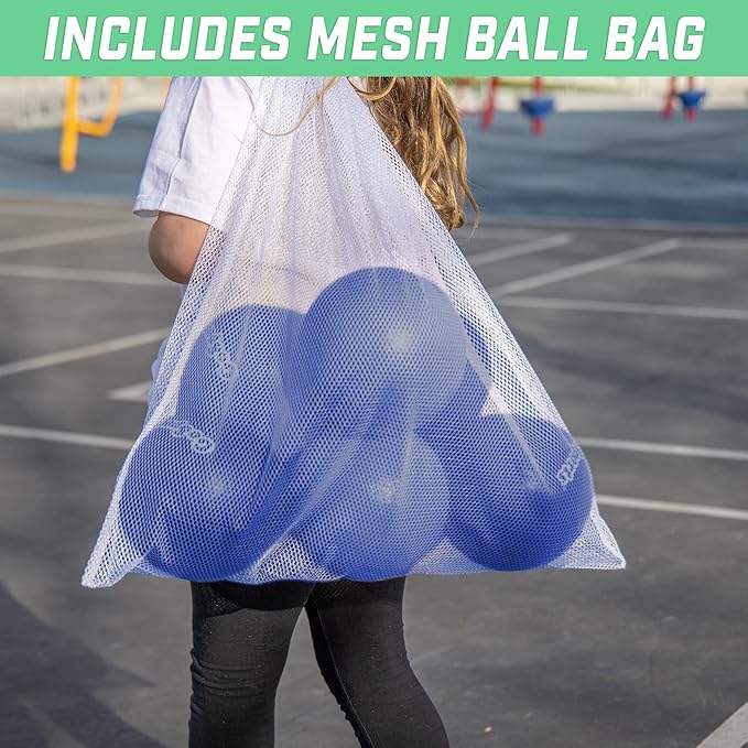 GoSports Soft Skin Foam Playground Dodgeballs - Set of 6 Includes Mesh Carry Bag