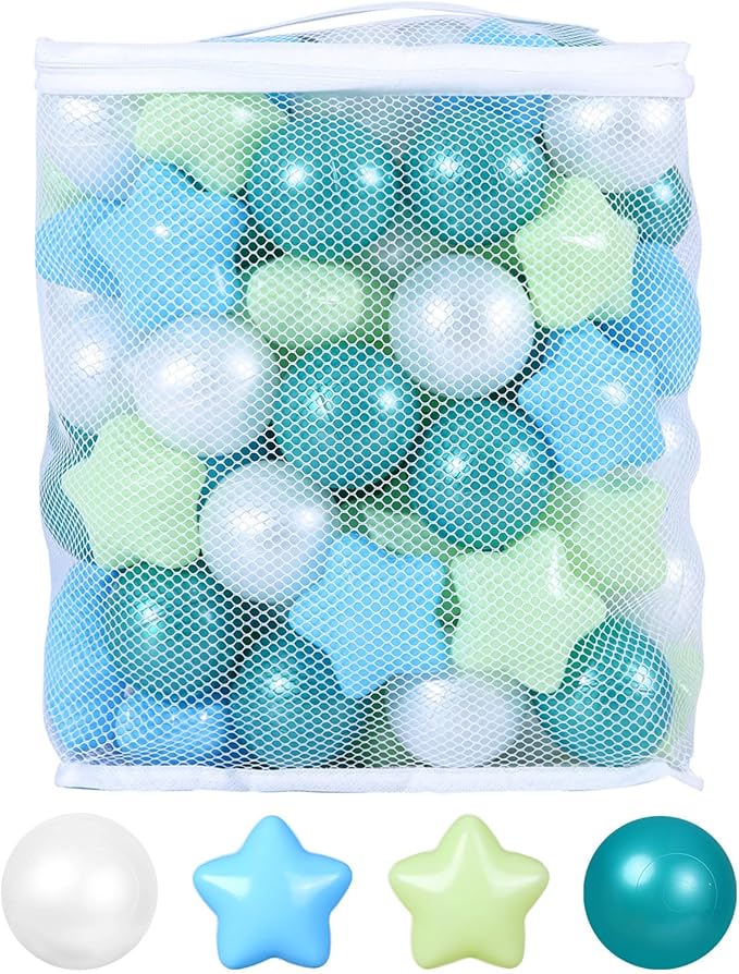 STARBOLO Star Ball Pit Balls for Ball Pit -100pcs Plastic Ball Phthalate Free BPA Free Non-Toxic Crush Proof Play Balls Play Tent Pool Playhouse Playpen Party Decoration. …