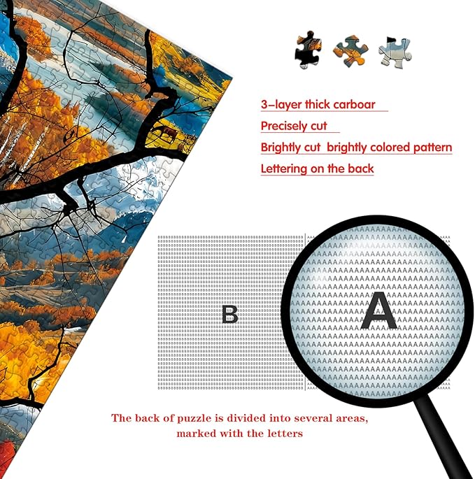Puzzle for Adults 1000 Pieces, Stained-Glass Autumn Mountain Landscape Puzzle, Challening Impossible Difficult Hard Fun 1000 Pieces Jigsaw Puzzles for Adults
