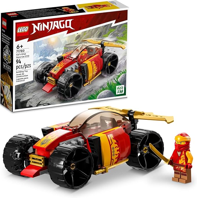 LEGO NINJAGO Kai's Ninja Race Car EVO, 2 in 1 Building Toy Set, Kids Can Build an Off Road Vehicle or Race Car, Ninja Minifigure with Toy Swords, Gift for Boys, Girls and Kids Ages 6+, 71780