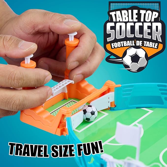 EXPRESSIONS Tabletop Soccer Game - Portable Soccer Fun w/ 4 Balls Included - Table Top Soccer Goal & Tiny Soccer Balls, Hand Soccer Training Soccer Goal Toy