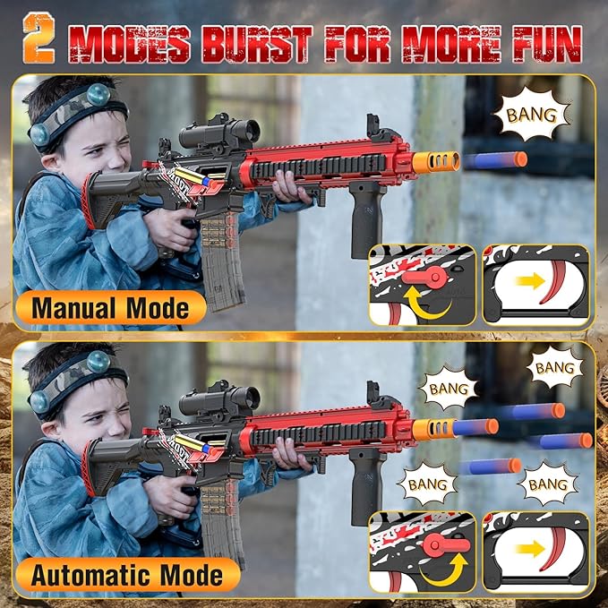 EagleStone Automatic Realistic Toy Gun for Boys, Shell Ejecting Foam Blaster for Kids Ages 8-12,Sniper Rifle,2 Magazines,150 Darts,30 Shells, Electric Machine Guns Toys for Adults Birthday Xmas Gifts