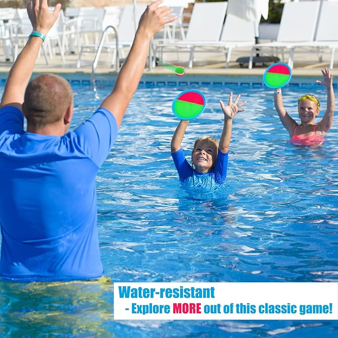 Ayeboovi Toss and Catch Ball Set Boys Toys Outdoor Toys Yard Games Outside Games Beach Toys for Kids Ball and Catch Game with 4 Paddles and 4 Balls [Upgraded Version]