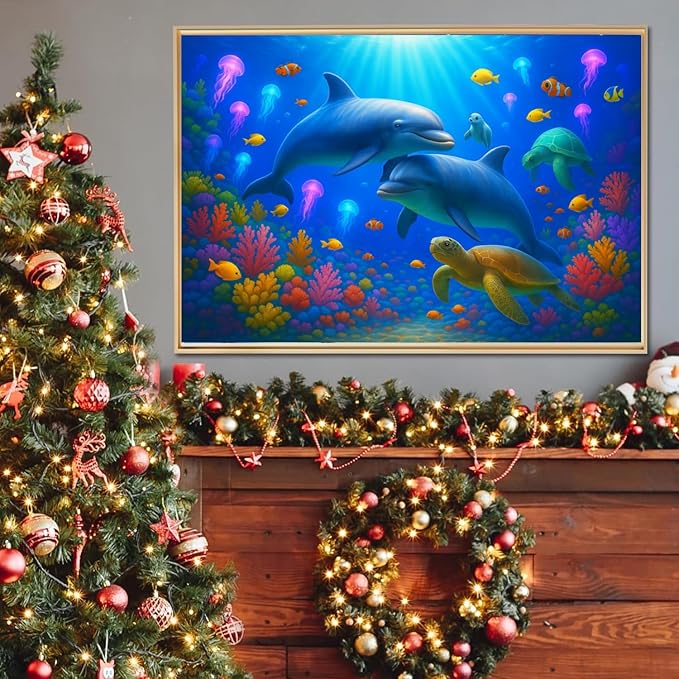 100-Piece Colorful Ocean Puzzles for Kids Ages 4-6 6-8 8-10, 100-Piece Jigsaw Puzzle with Dolphins, Sea Turtles, Fish & Coral – Educational Toy for Boys & Girls – Underwater Animal Puzzle Game