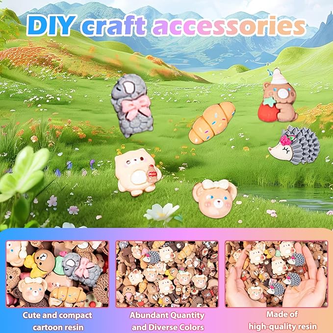 50 PCS Coffee Series Cartoon Resin Mystery Blind Bag – Mini Cute Figures for Kids Crafts, Tiny Random Toy Charms, DIY Phone Case Decorations, Surprise Collectible Resin Miniatures Variety Pack