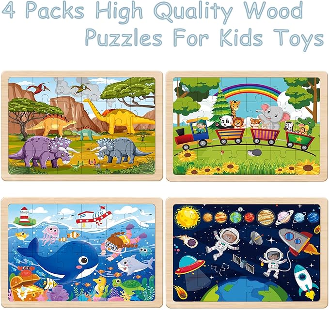 Puzzles for Kids Ages 4-6, 24 Pieces Wooden Puzzles for Toddler Toys for Boys 3-5 Children Jigsaw Puzzles for Kids Ages 4 5 6 7 8 Year Old Toys Boys Girls Gifts