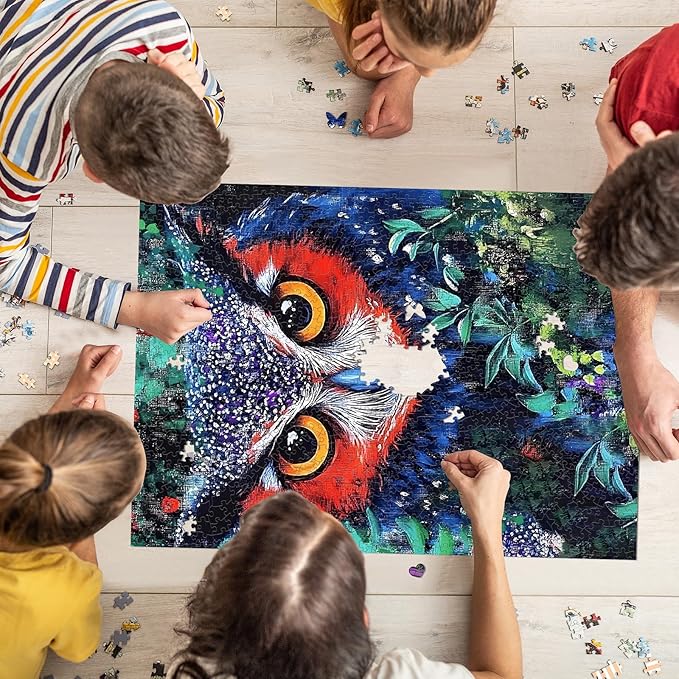 Jigsaw Puzzles for Adults 1000 Pieces, Animal Owl Birds Difficult Challenging Unique Puzzle for Game Night Family Home Decor, 20x27 Inches, Owl