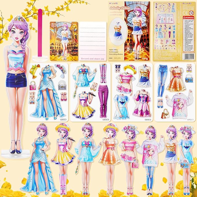 PainZieteg Magnetic Dress Up Dolls, Magnetic Princess Dress Up Paper Dolls, Magnetic Dress Up Dolls for Girls Ages 4-10 Learning Created Imagine Set Birthday Gift (Joy)