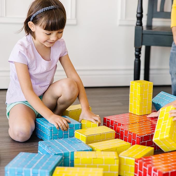 Melissa & Doug Jumbo Cardboard Blocks Building Set (40 pc) - Lightweight Building Toys and Montessori Toys for Toddlers and Preschool Learning Activities