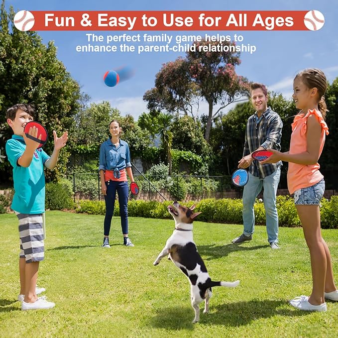 Toss and Catch Ball Game, Kids Toddler Baseball Glove & Catch Ball Toys, Kids Outdoor Games for Family, Toys for Beach Yard Outside, Birthday Easter Gift for Ages 3 4 5 6 7 8-12 Year Old Boys Girls