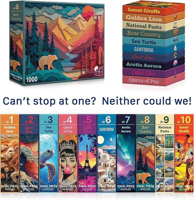 Bear Country (#8) – 1000 Piece Jigsaw Puzzle for Adults | Premium European Blue Board | Satin Low-Glare Finish | Ribbon Cut | Bonus Poster | Display-Worthy Box | Printed in USA | Final Piece Puzzles