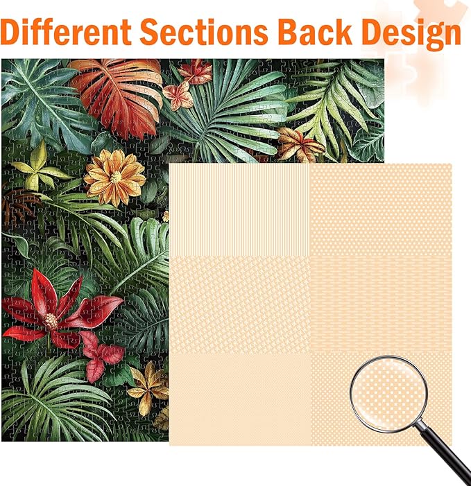 Jigsaw Puzzles for Adults 1000 Pieces, Tropical Rainforest Plants Square Challenging Unique Puzzle for Game Night Family Home Decor, 24x24 Inches, FernLeaf