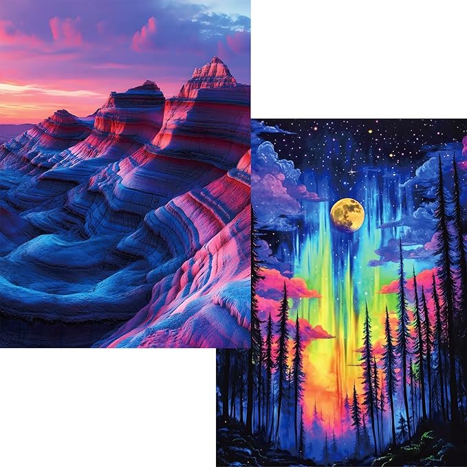 Jigsaw Puzzles 1000 Pieces for Adults, 2 Pack Mountain and Forest Theme, Nature Jigsaw Puzzles, Clearly Impossible Puzzle, Ideal Gift for Adults