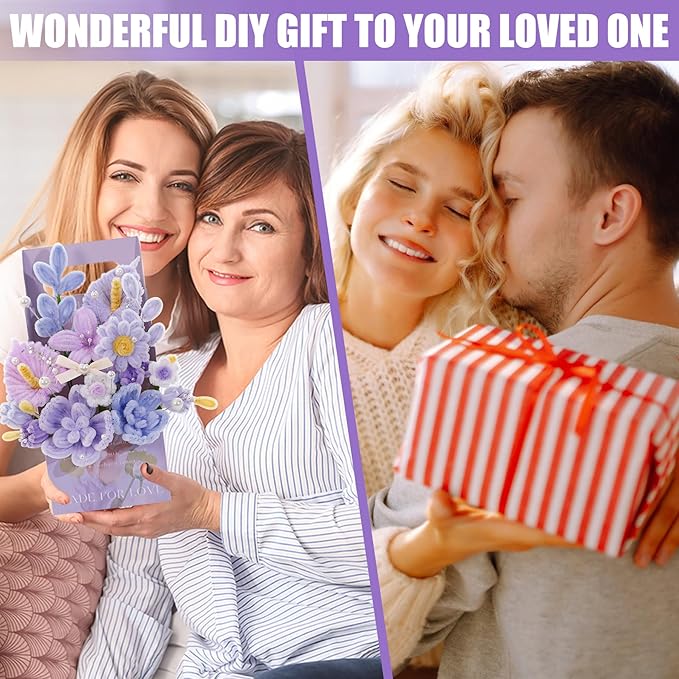 ERNTRNL Pipe Cleaners Craft - Pipe Cleaners Flower Bouquet Supply Kit for Craft Art Project Activity, Birthday Mother’s Day Graduations Anniversaries Gifts