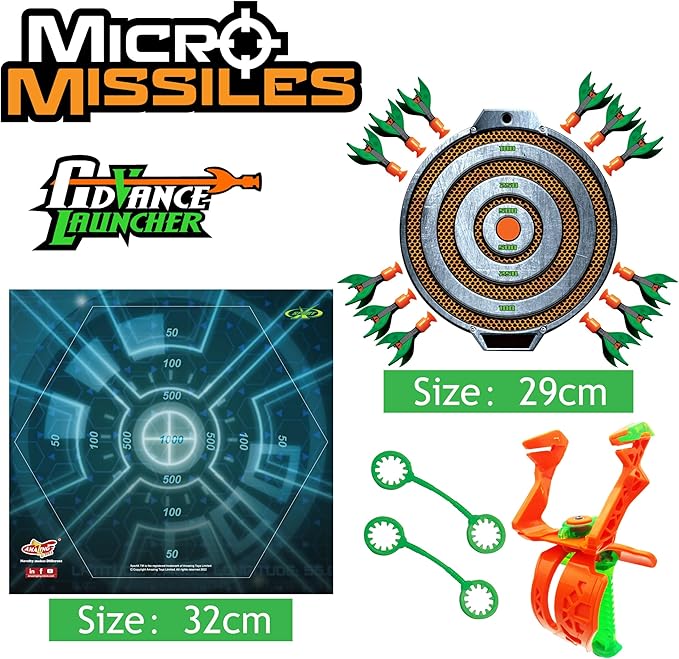 Amazing Toyz Micro Missile Rocket Launcher Toy Slingshot for Kids Adults Soft Rubber Suction Cup Sticky to Target 3 Inches Indoors Battle Sport Game Set