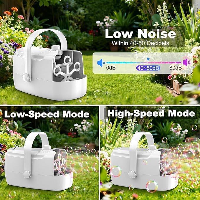 Bubble Machine Durable Automatic Bubble Blower, 18000+ Big Bubbles Per Minute Bubbles for Kids Toddlers Bubble Maker Operated by Plugin or Batteries Bubble Toys for Indoor Outdoor Birthday Party