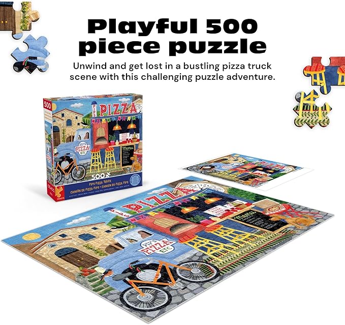 Ceaco - Food Trucks - Pip’s Pizza Truck - 500 Piece Jigsaw Puzzle for Adults and Families - Vibrant High-Resolution Art by Stephanie Peterson Jones - 24 x 18 Inches - Made in USA