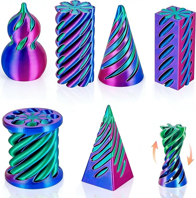 6 Packs Impossible Cone,Spiral Cone Fidget Toy Impossible Pyramid Passthrough Toy,3D Printed Spiral Cone Fidget Toy,Mini Vortex Thread Illusion Desktop Deco Souvenir Gift for Anxiety Relaxing