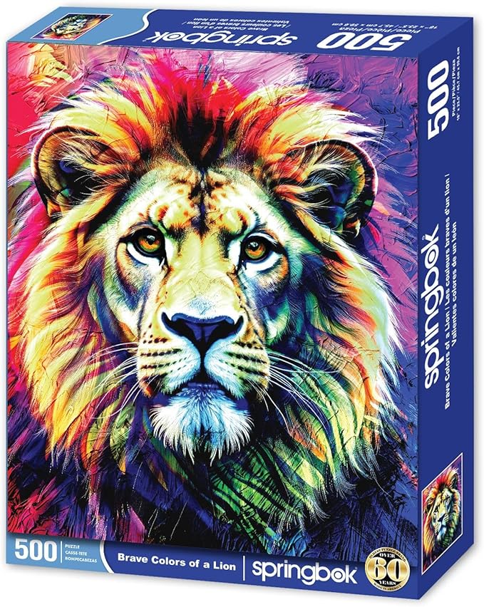 Springbok Brave Colors of a Lion 500 Piece Jigsaw Puzzle for Adults - Unique Cut Pieces - Made in USA