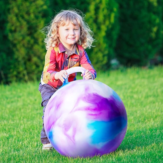 ZOOJOY Hopper Ball, Hopping Toys for Kids, 22 inch Bouncy Ball with Handle for Boys Girls Aged 10+, Inflatable Clouds Bounce Hopper Toy with Pump