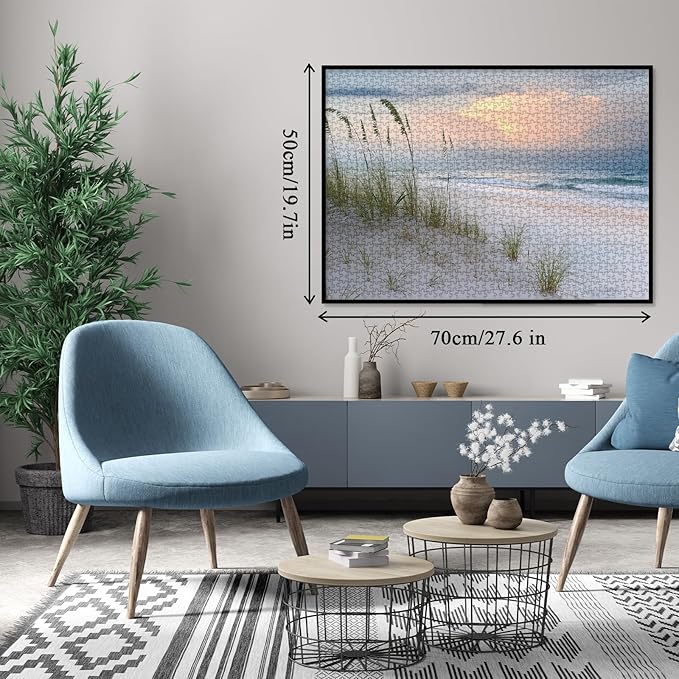 Beach Ocean Puzzle for Adults 1000 Piece, Summer Sunset Landscape Jigsaw Puzzle Nature, Hawaii Sea Challenging Puzzle as Home Decor