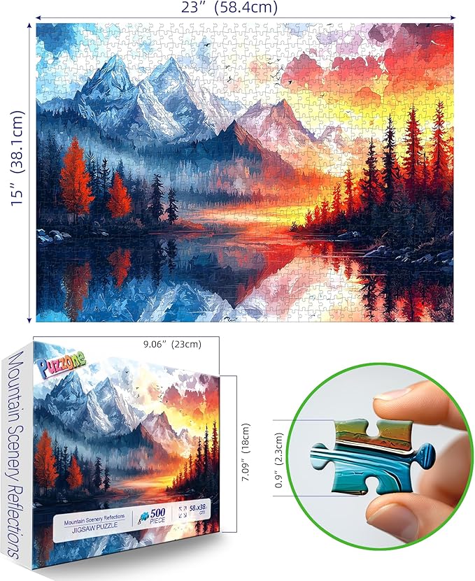 500 Pieces for Adults Puzzles, Natural Mountain Landscape Jigsaw Puzzles for Wall Art Party Game Family Decoration Gifts, Finished Size 23" x 15"