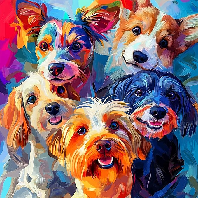Springbok Puppy Rainbow 500 Piece Jigsaw Puzzle for Adults and Family - Colorful Dogs - Unique Cut Pieces - Made in USA
