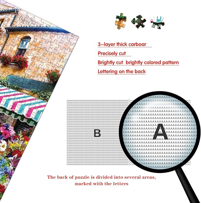 Puzzle for Adults 1000 Pieces, European Mediterranean Flower Village Street Puzzle, Challening Impossible Difficult Hard Fun 1000 Pieces Jigsaw Puzzles for Adults