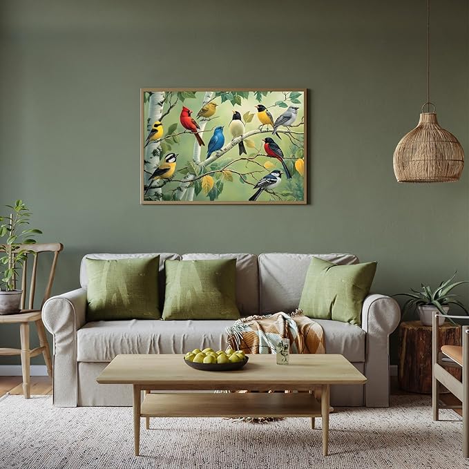 Puzzles for Adults 1000 Pieces, Bird Puzzle 1000 Pieces - Whispers of Spring, Unique Difficult Landscape Puzzle, Colorful Bird Jigsaw Puzzle, Finished Size 27.56 * 19.69", with 1:1 Poster