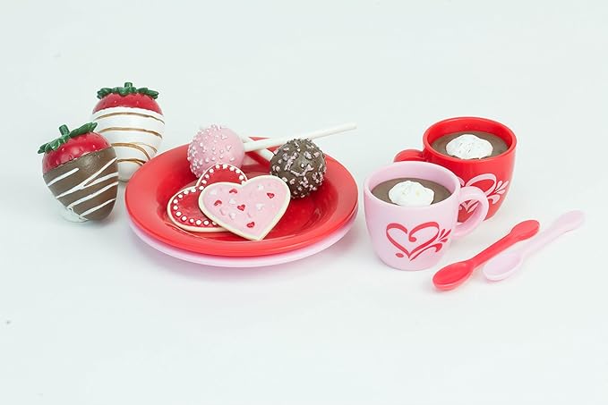 18 Inch Warm Your Heart Doll Accessories Food Set Perfect for the American Baking Girl. Includes Hot Cocoa, Cake Pops, Cookies and More Mini Doll Food by Sophia's, 12 piece set