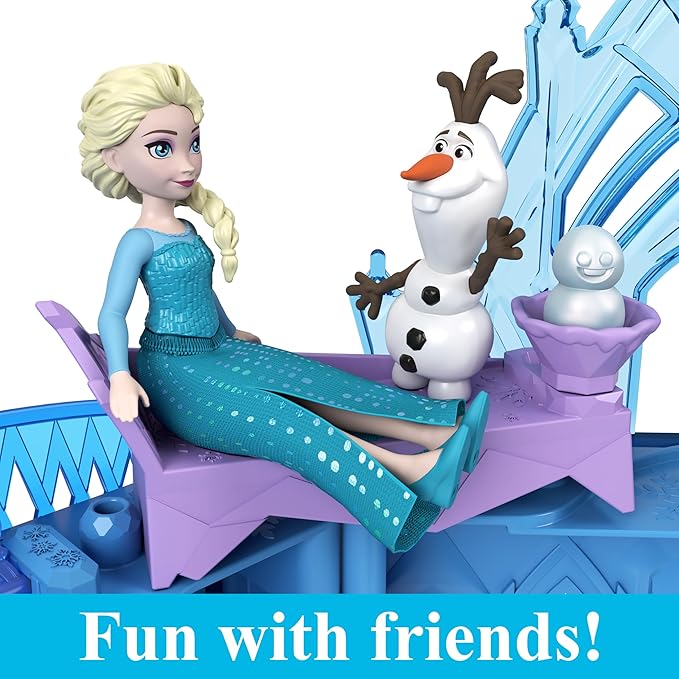 Mattel Disney Frozen Toys, Elsa Ice Palace Storytime Stackers, Castle Doll House Playset with Small Doll & 8 Accessories, Travel Toy with Handle