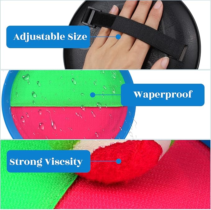 Toss and Catch Game Set, Outdoor Games with 4 Paddles 4 Balls and 1 Storage Bag, Great Outdoor Toys/Gifts for Kids, Classic Beach and Yard Game