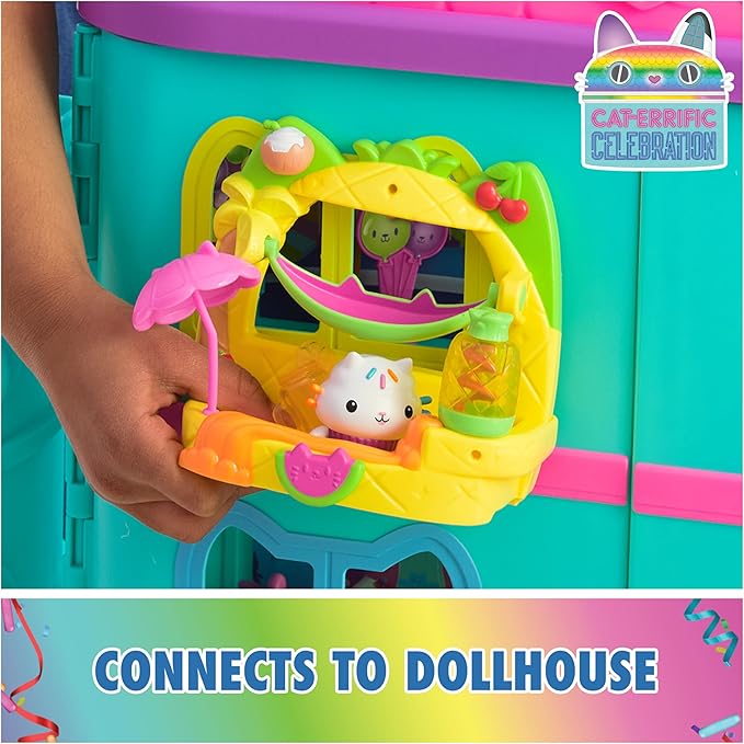 DreamWorks GABBY'S Dollhouse, Cakey’s Fruit Smoothie Balcony Playset, 8-Pcs with Toy Figures, Dollhouse Accessories & Sensory Play, Kids Toys for Girls & Boys 3+