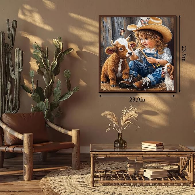 Animal Farm Puzzles for Adults 1000 Pieces, Cute Highland Cow Puppy Jigsaw Puzzles, Nature Country Farmyard Friendship Puzzle