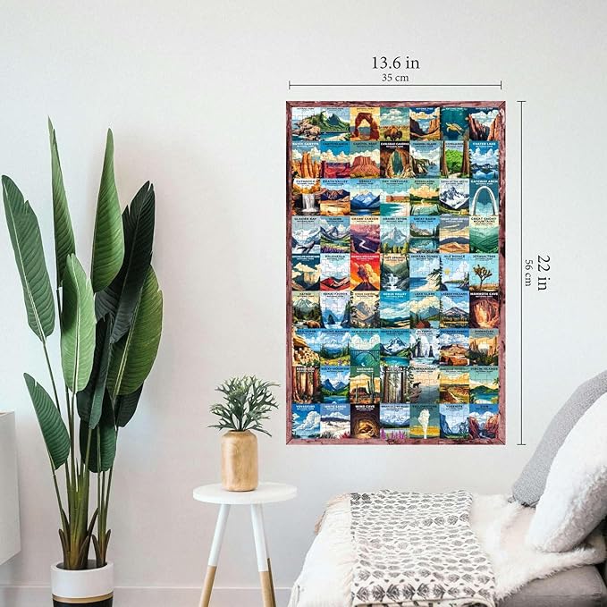 Jigsaw Puzzles for Adults 500 Pieces - Challenging Colorful and Unique with Large Poster - Letters on Back - AI Art - Rompecabezas para Adultos - Gifts for Adult, Couples, Teens (National Parks)