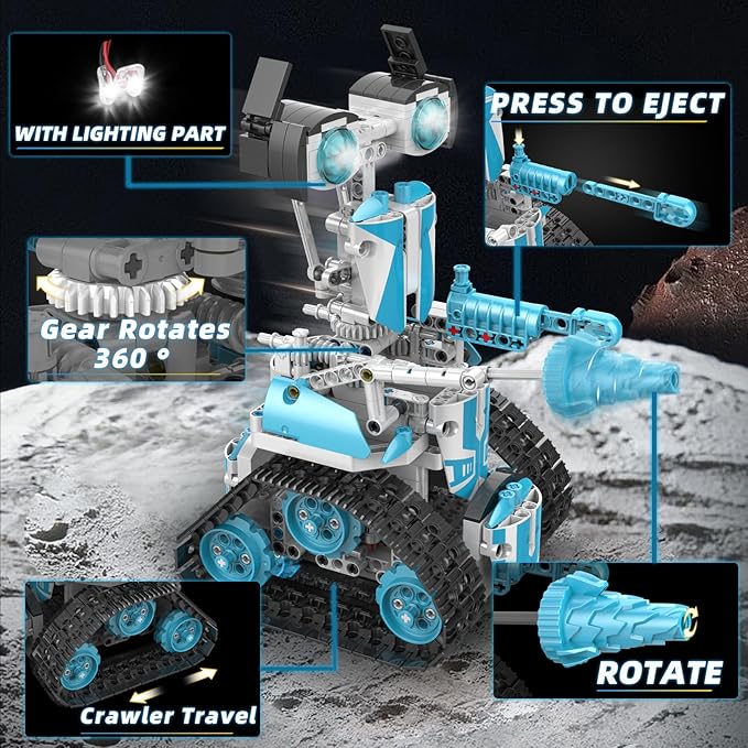 STEM Robot for Kids Ages 8-14, 5-in-1 Remote Control and APP Programmable Robot Toys - 720 Pcs DIY Building Science Educational Kit, Building Block Birthday Present for Teen Boys Girls