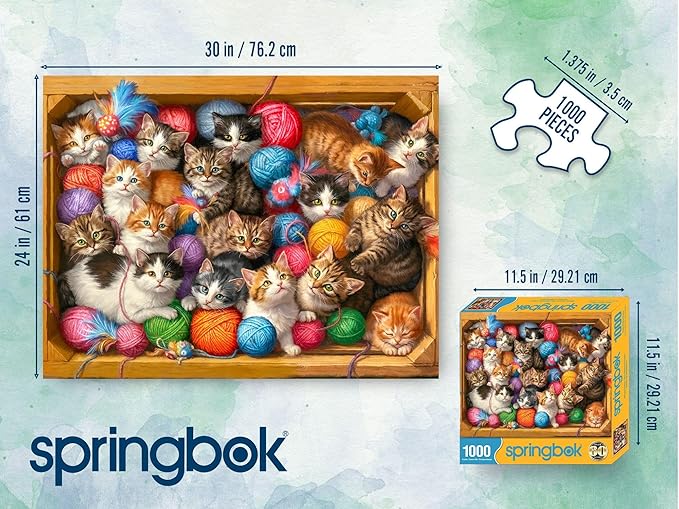 Springbok Kittens Galore 1000 Piece Jigsaw Puzzle for Adults - Cats and Yarn - Unique Cut Pieces - Made in USA