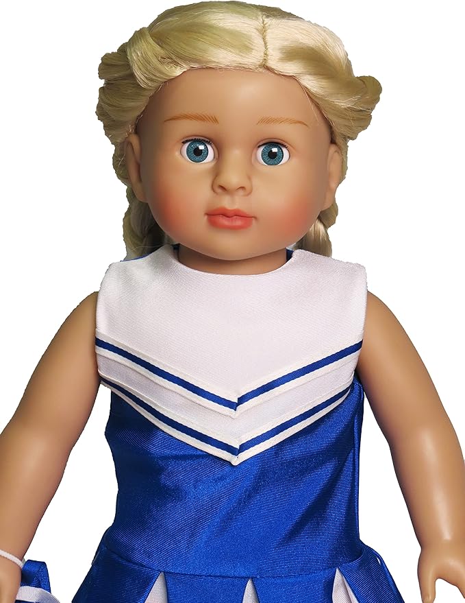 American Fashion World Blue Cheerleading Outfit for 18-Inch Dolls | Accessories Included | Premium Quality & Trendy Design
